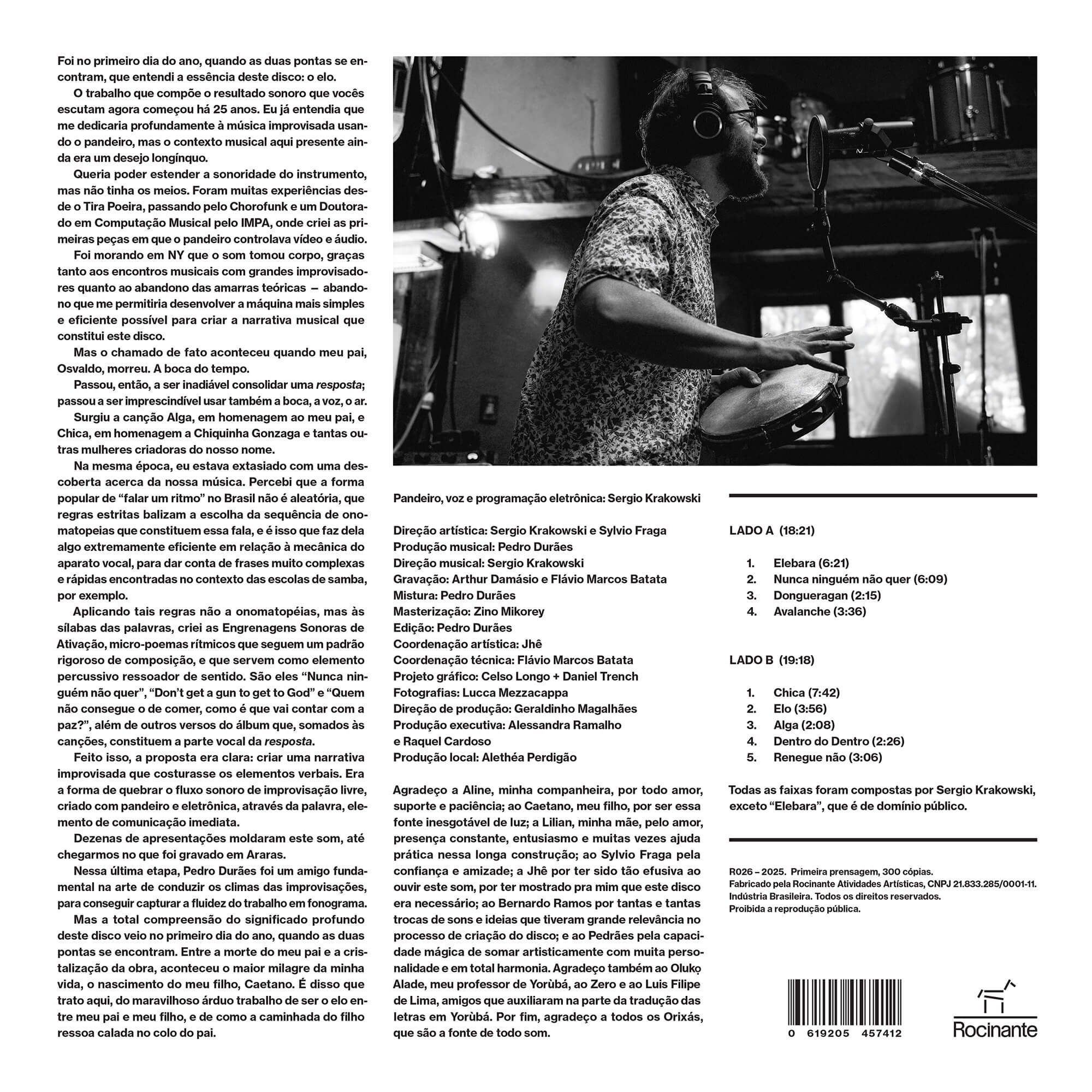 Verso do disco de vinil